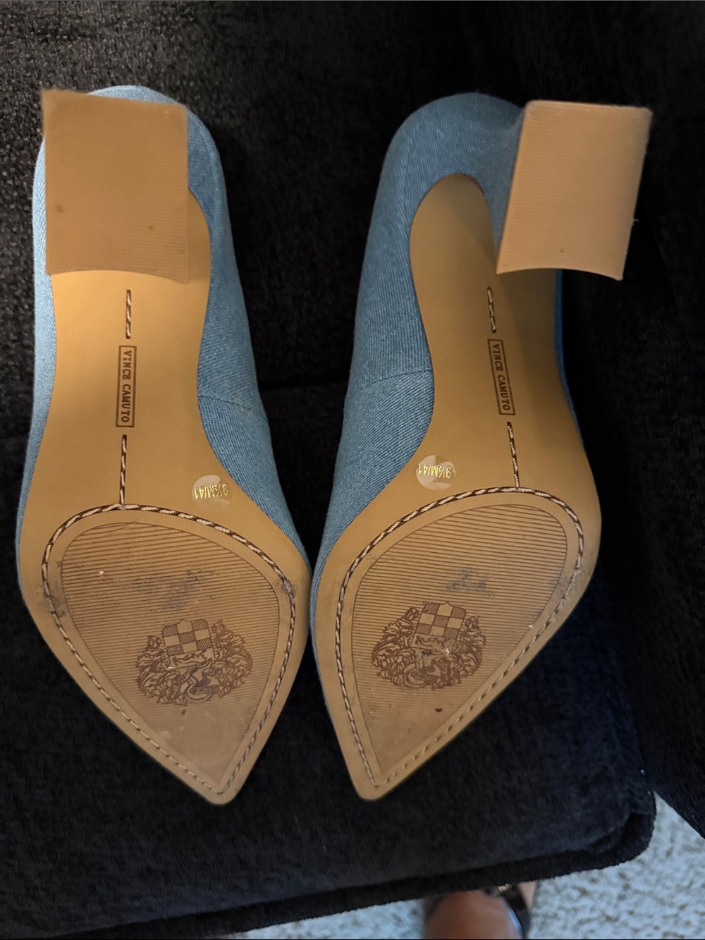 Vince Camuto Light Blue Pointed Toe Denim-Textured Pumps - Picture 4 of 4